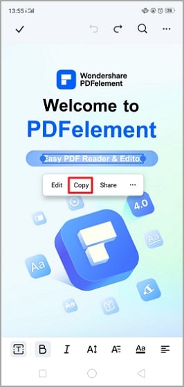 copier pdf texte android