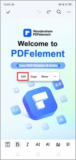 edita el texto en pdf en android
