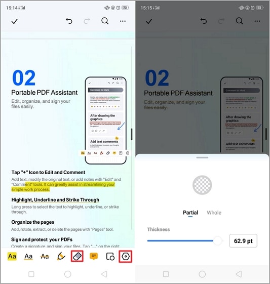 PDF-Radiergummi-Tool auf Android