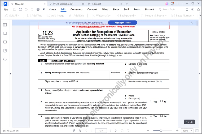 instructions for irs form 1023