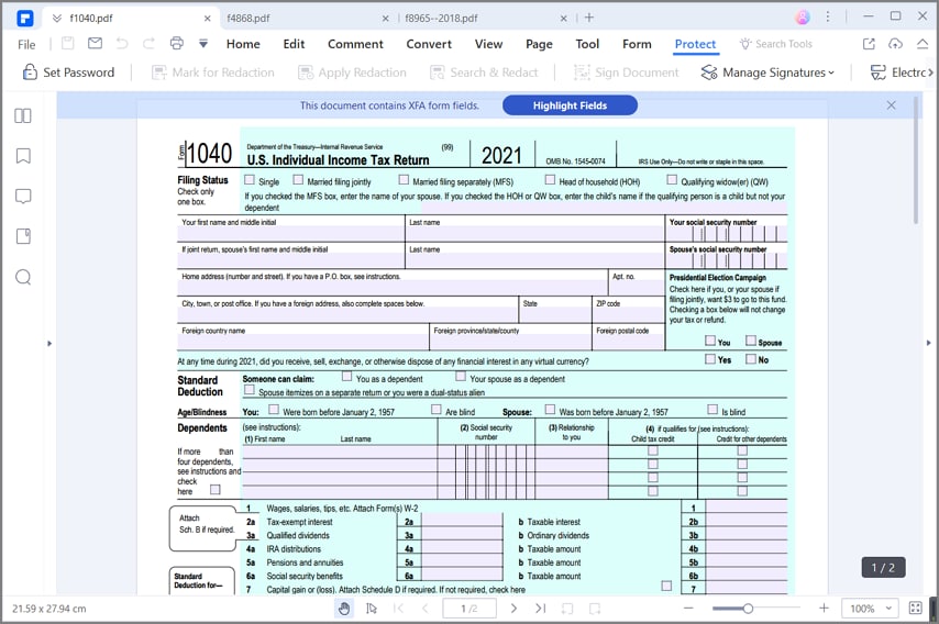 irs form 1040 instructions