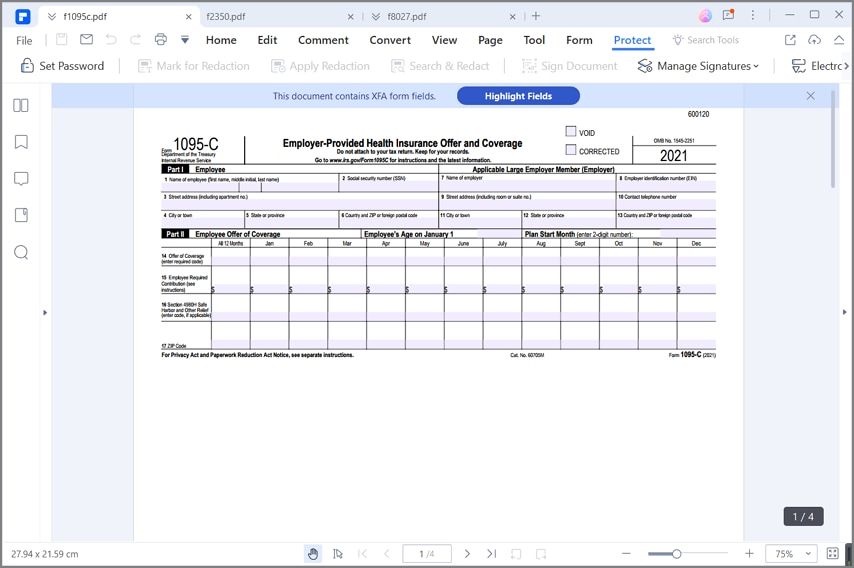 fill out irs form 1095-c