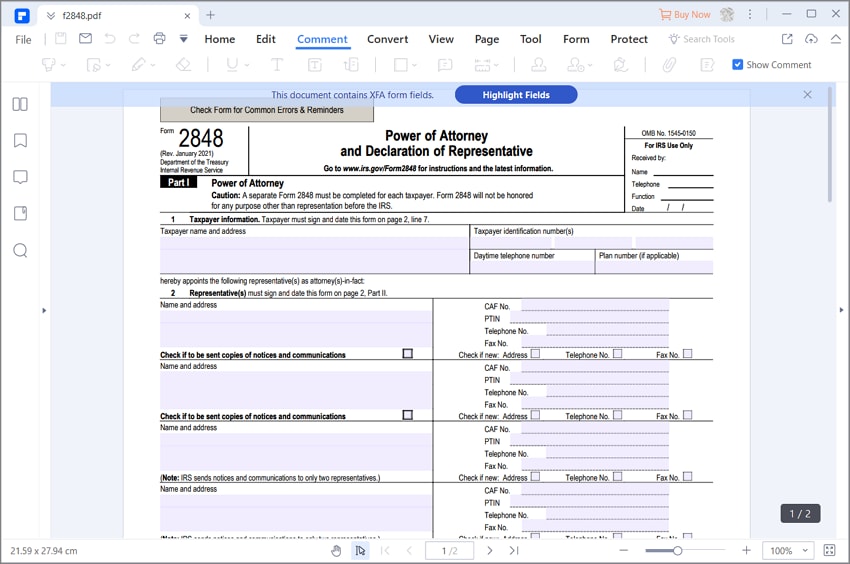 irs form 2848 instructions