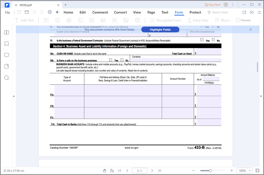 irs form 433-b instructions