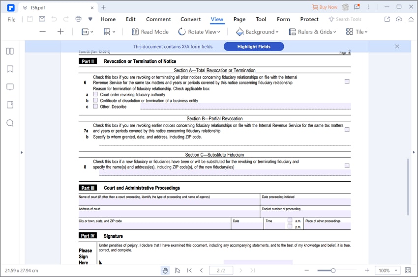 fill out irs form 56
