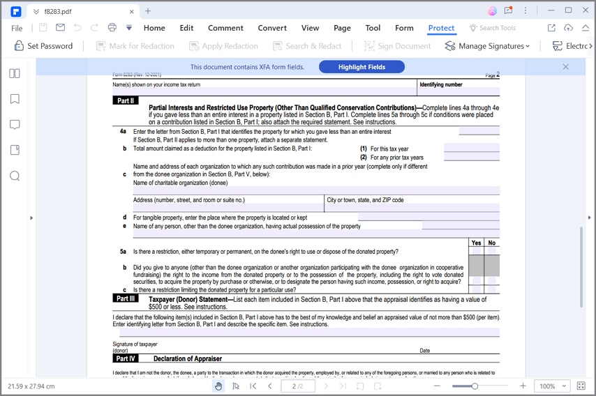 fill out irs form 8283
