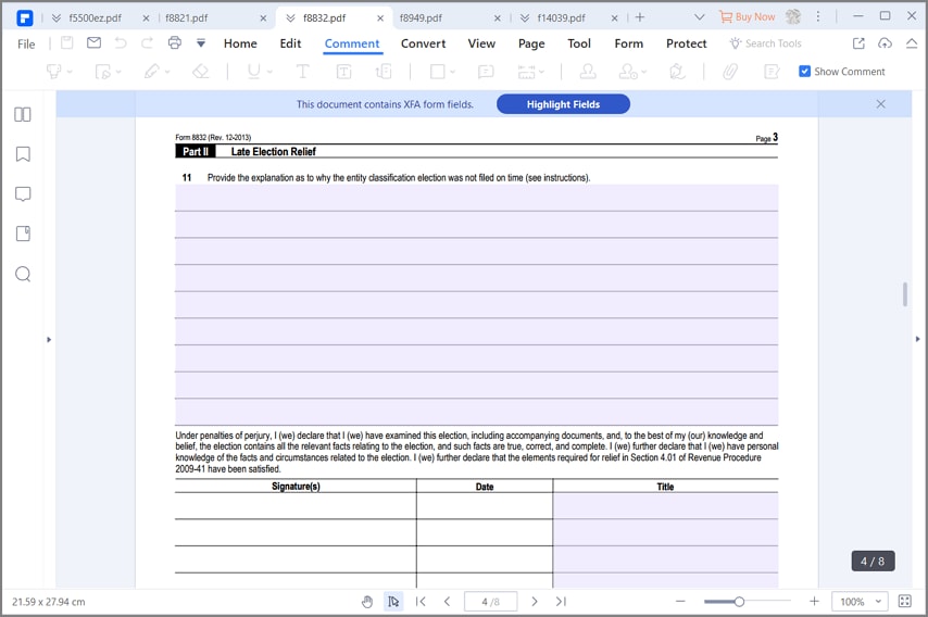 fill out irs form 8832