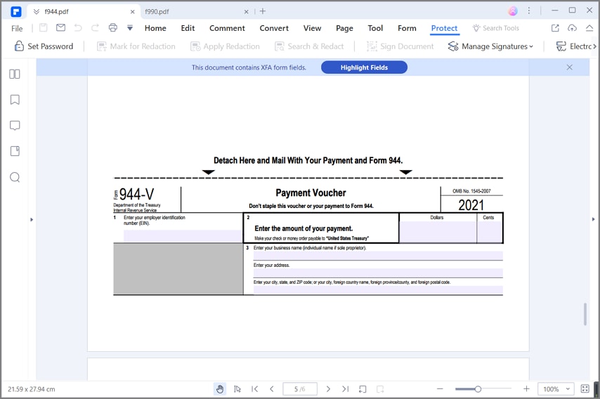 fill out irs form 944