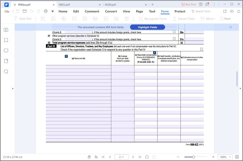 fill out irs form 990-ez