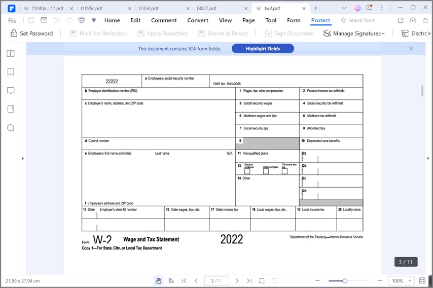 irs form W-2 instructions