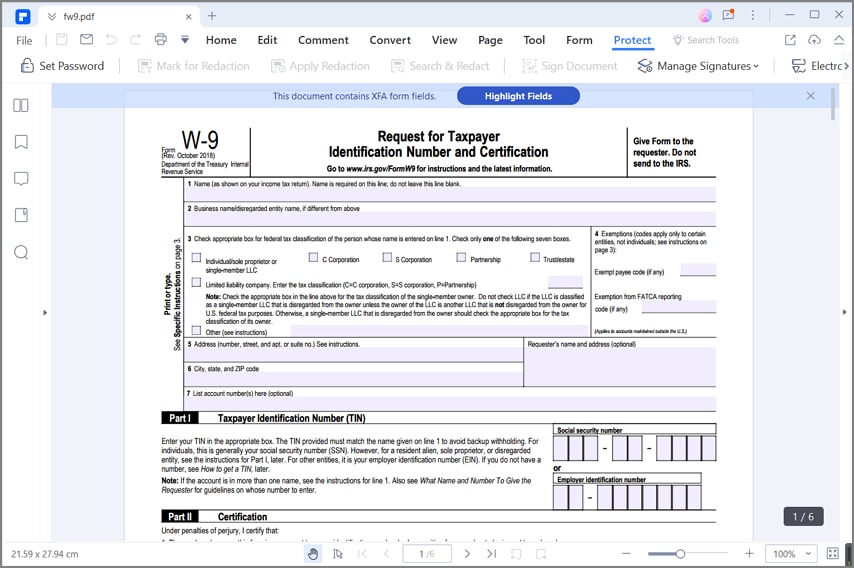 irs form W-9 instructions