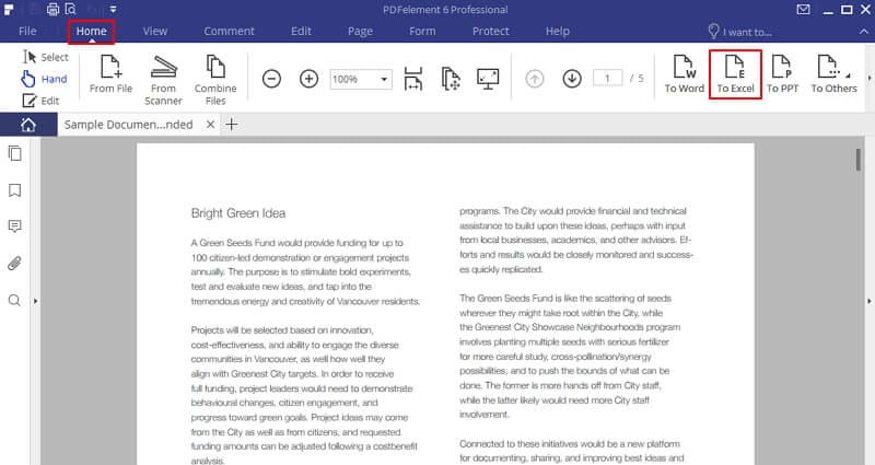 تحويل ملف PDF ممسوح ضوئياً إلى Excel