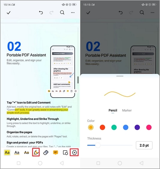 PDF-Bleistift-Tool auf Android