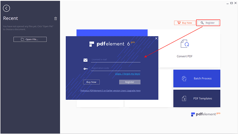 register pdfelement for windows