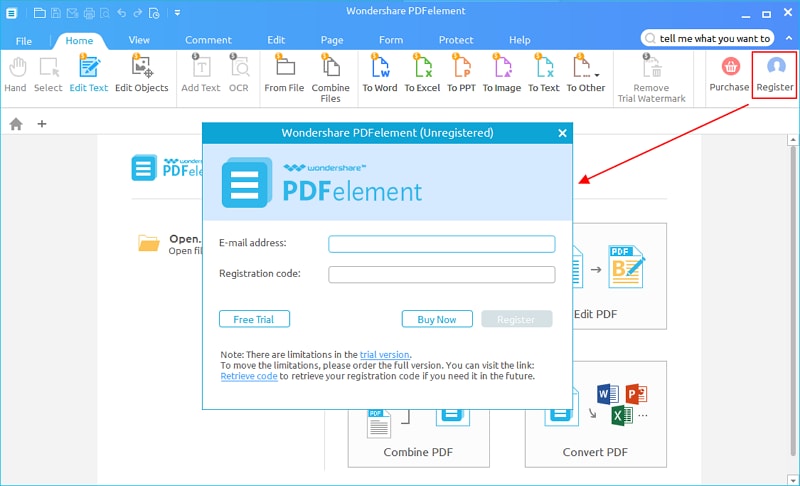 registrar pdfelement para windows 
