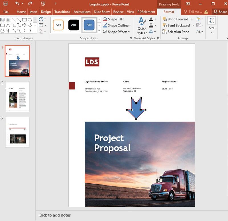 add curved arrow in ppt