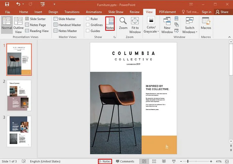 add speaker notes in powerpoint