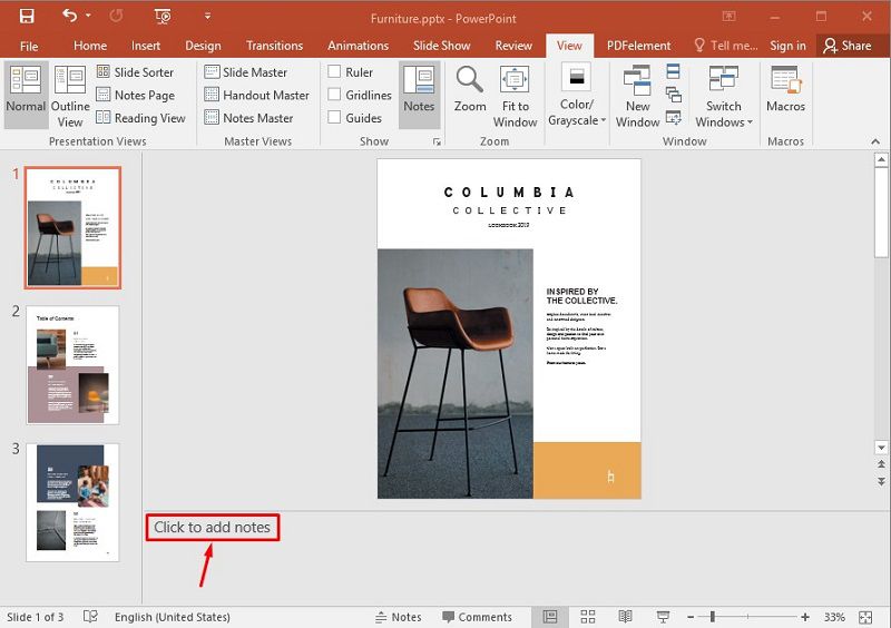 add notes in PowerPoint