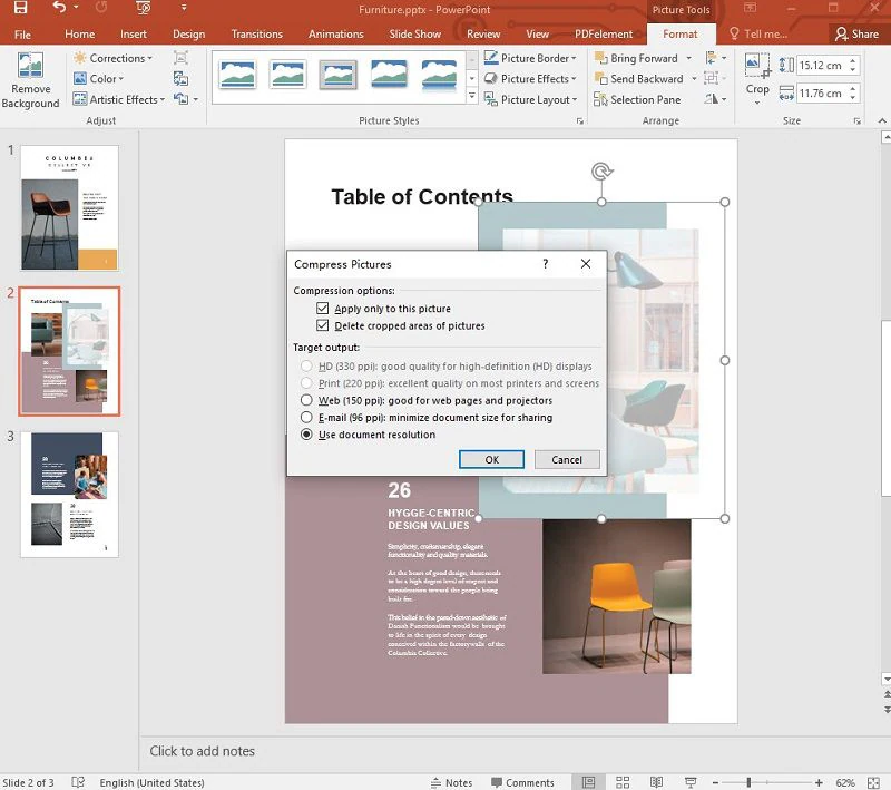 compress images in powerpoint 2013