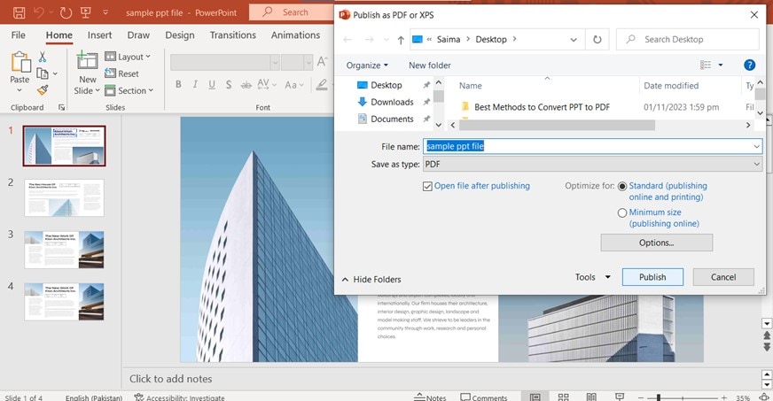 convert slides to pdf in powerpoint