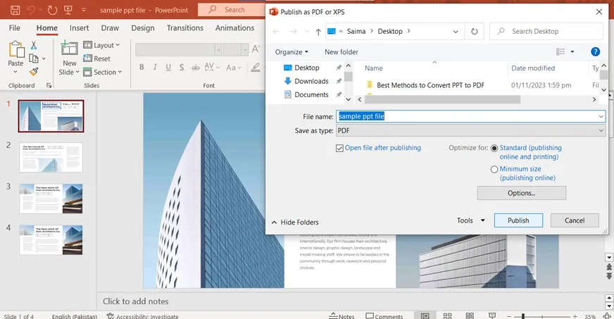 converti le slide in pdf in powerpoint