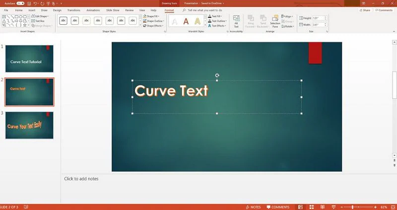 curvar textos no powerpoint mac