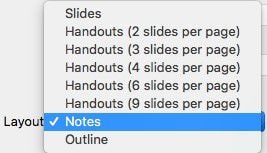 how to print powerpoint with lines for notes on mac