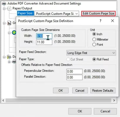 change paper size in pdf in adobe