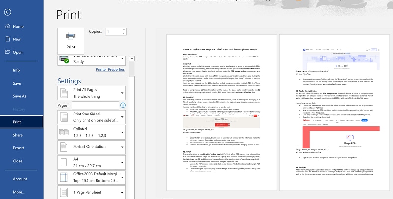 How To Print 2 4 Pages On 1 Sheet PDF Word PPT Excel