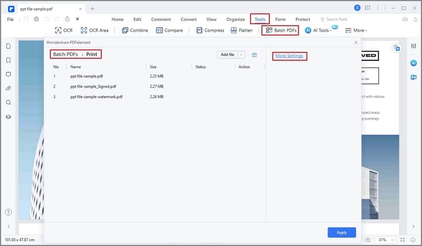 PDF im Stapel auf PDFelement drucken