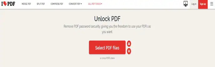 ilovepdf strumento di rimozione delle restrizioni