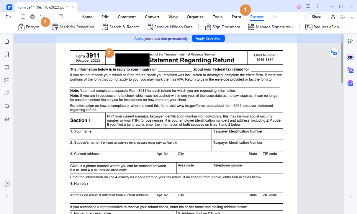 redact pdf in PDFelement