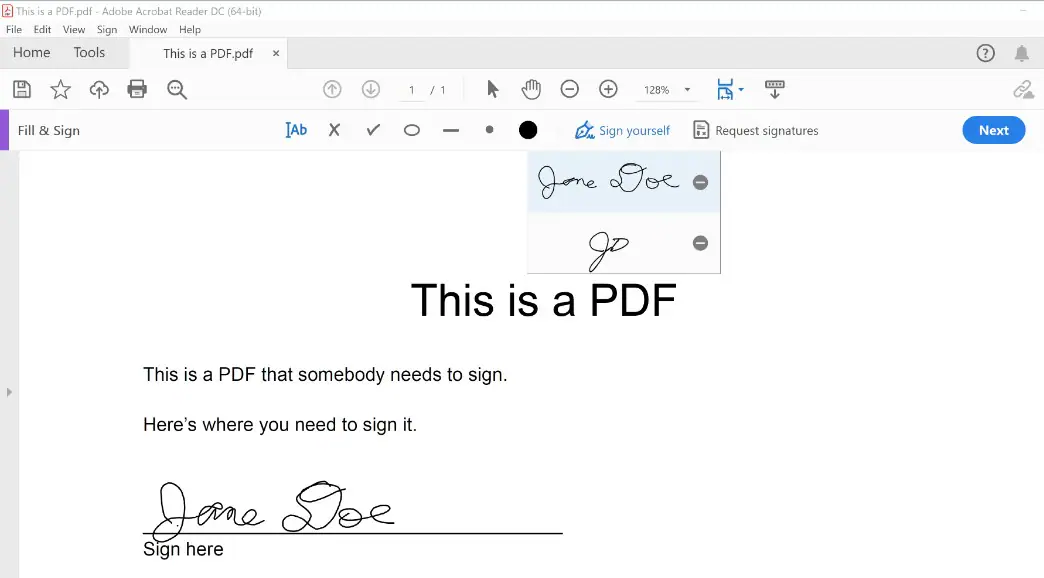 ajouter une signature en utilisant adobe acrobat