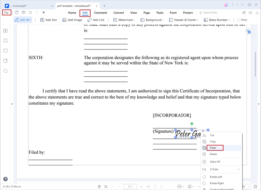 how to copy signature from pdf to word