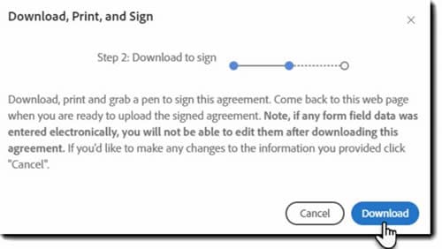  downloading file for adding wet signature