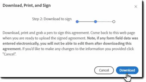  downloading file for adding wet signature