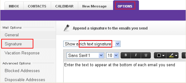 how to put signature on email