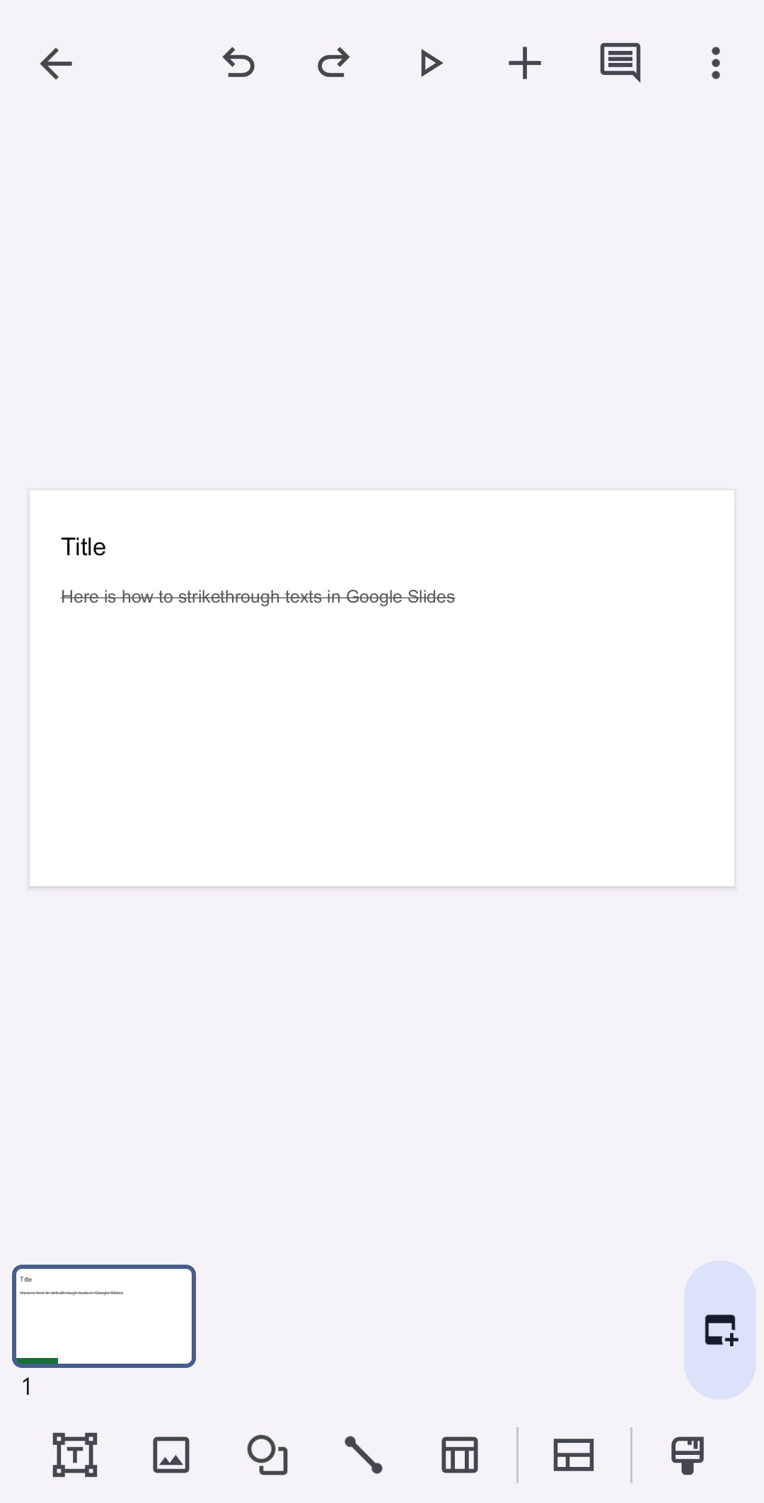 strikethrough text in android google slides