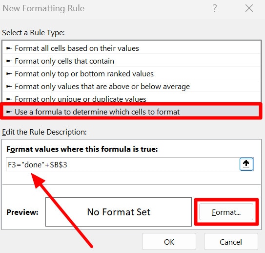 write formula to apply formatting settings