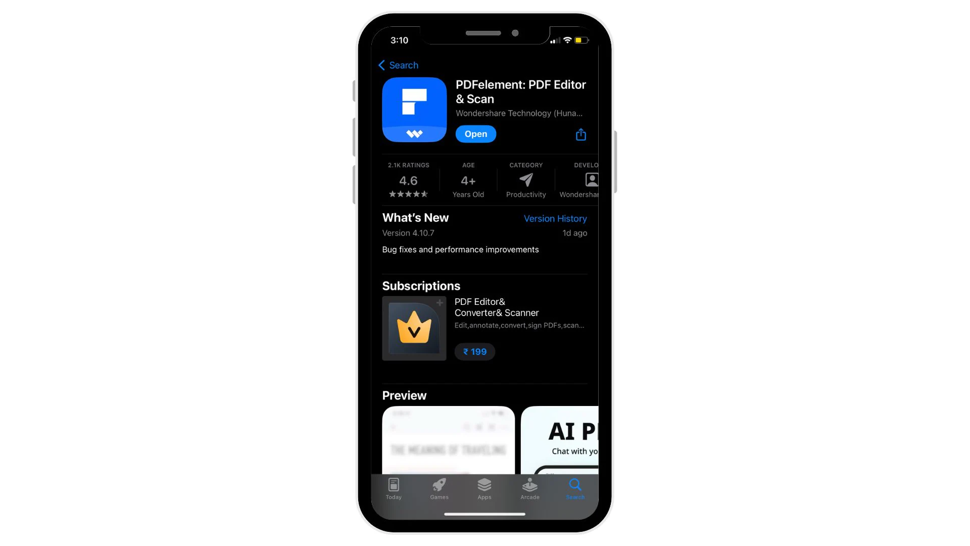 install pdfelement through appstore