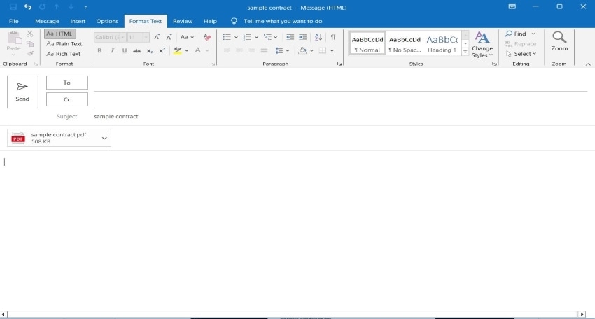 new outlook email with pdf attachment