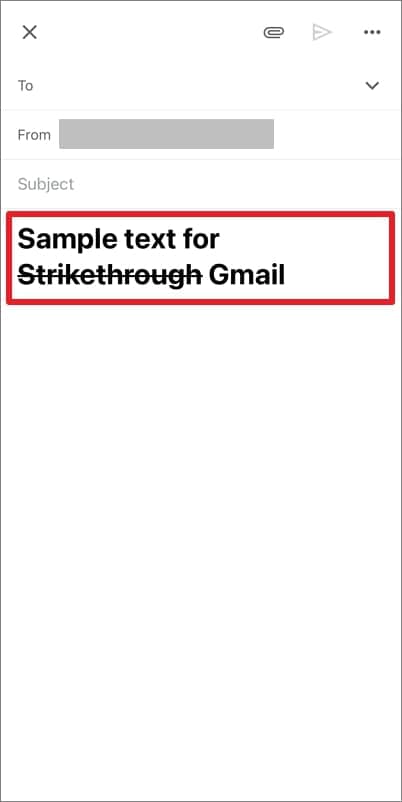 paste copied strikethrough text in gmail