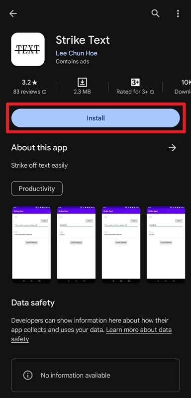 install strike text app on android