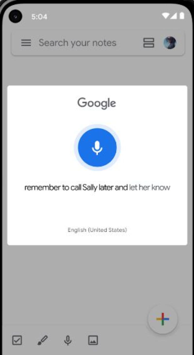 google keep user interface