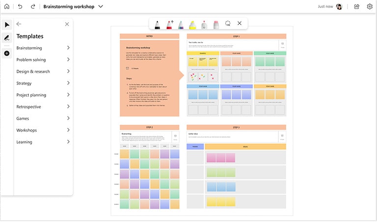 Microsoft Whiteboard interface