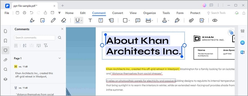 PDFelement highlighting and underlining