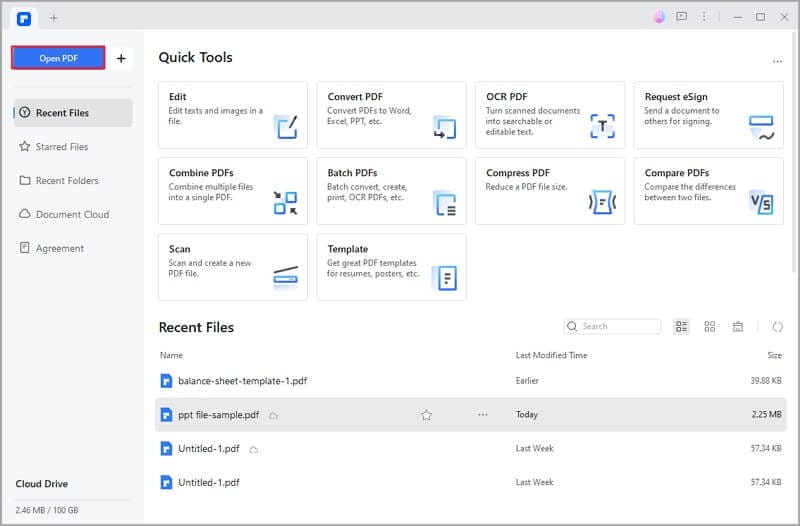 PDFelement open PDF