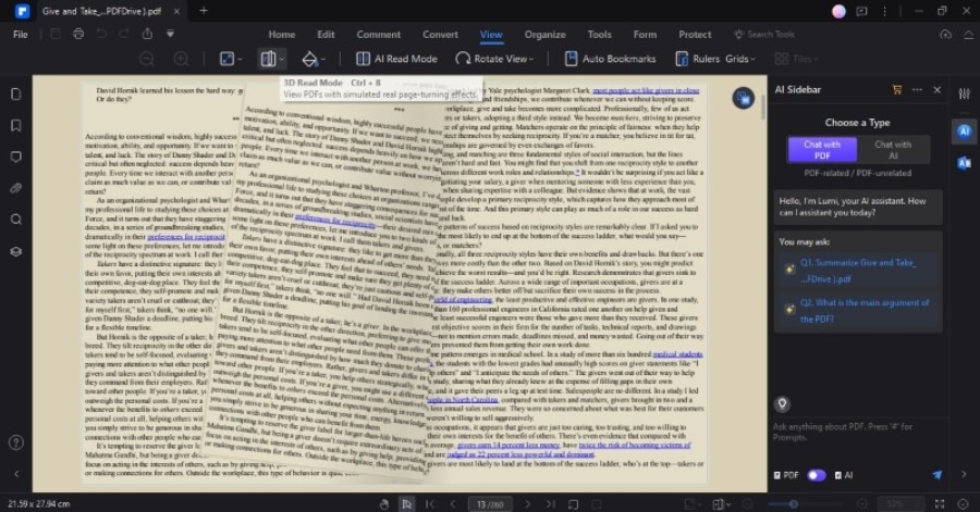pdfelement view pdf in 3d mode