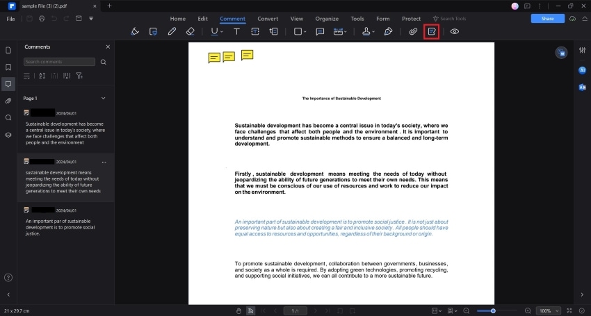 creating new pdf with the notes