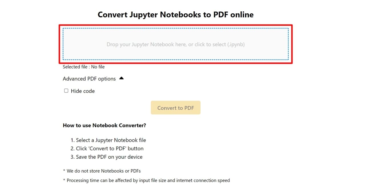 upload jupyter notebook to tool